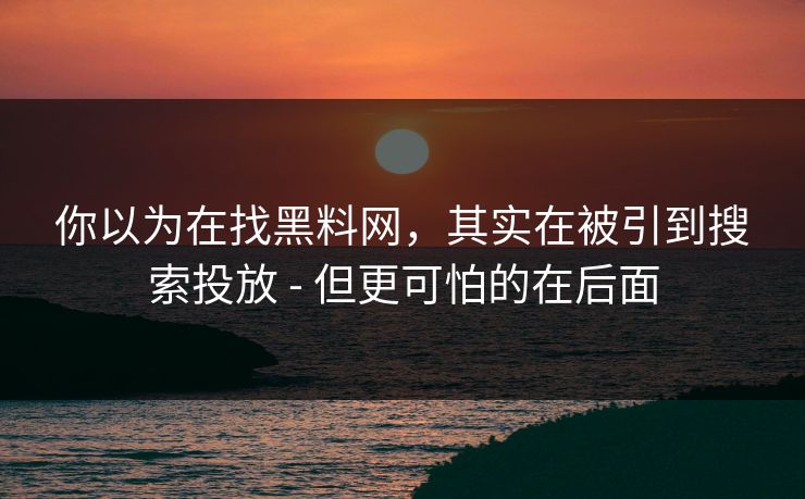 你以为在找黑料网,其实在被引到搜索投放 - 但更可怕的在后面 你以为在找黑料网,其实在被引到搜索投放 - 但更可怕的在后面