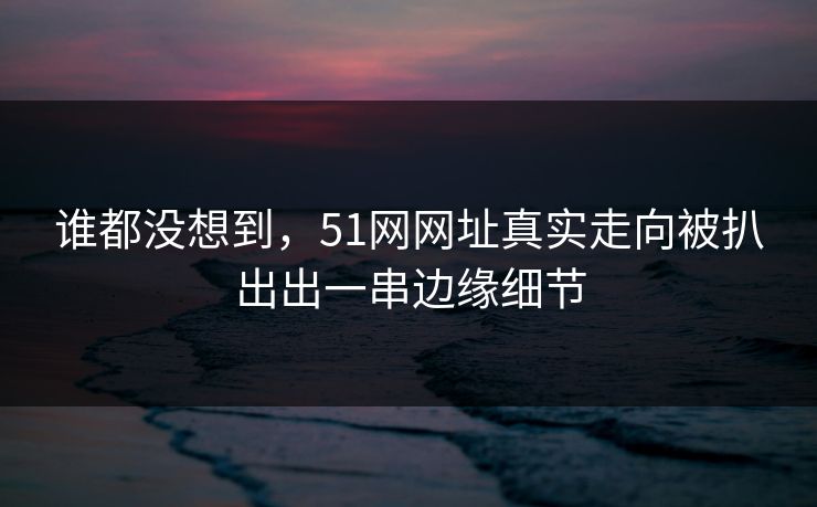 谁都没想到，51网网址真实走向被扒出出一串边缘细节